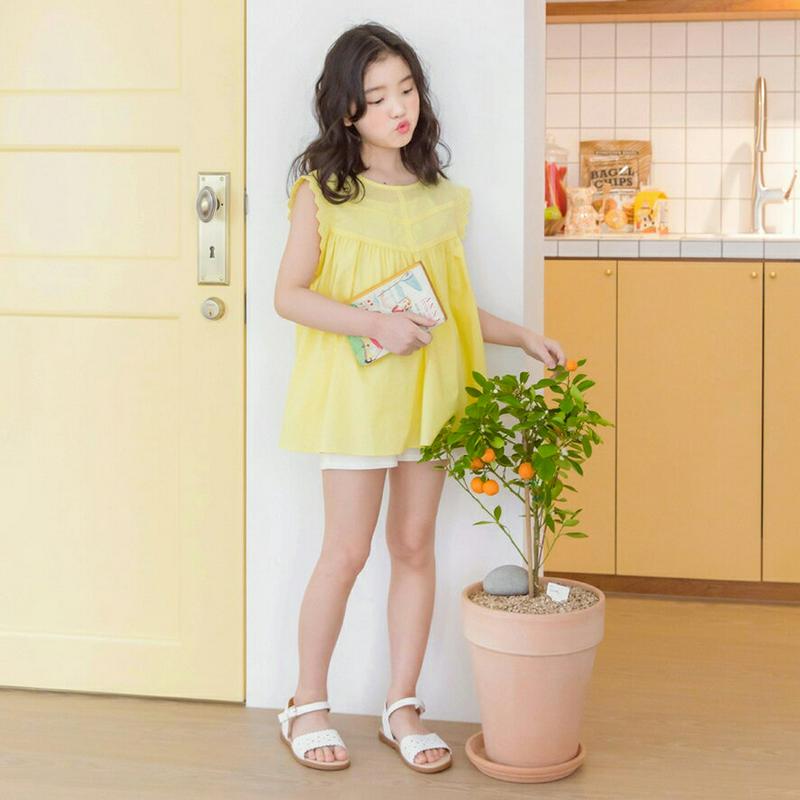 パンチングレーススリーブレス p002513 キッズ 【3~8才】【tops】【韓国 ファッション トップス スリーブレス ノー