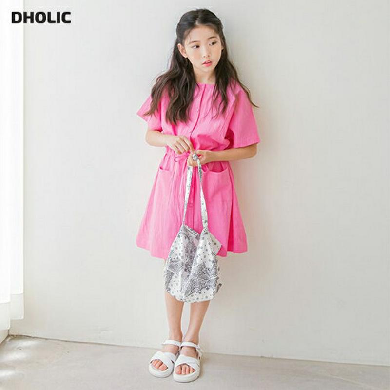 ドロストアウトポケットワンピース p002507 キッズ 【3~8才】【ops】【韓国 ファッション ワンピース ミディ丈 ミド