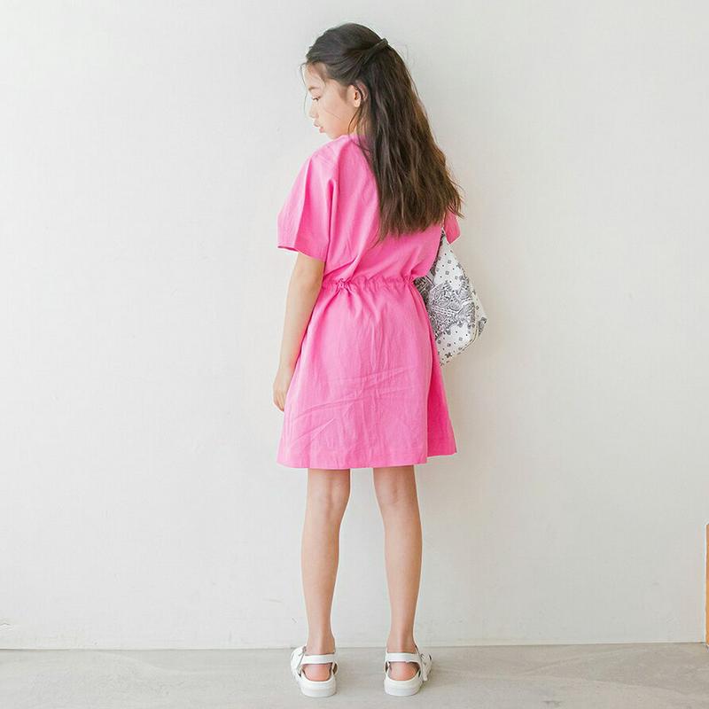 ドロストアウトポケットワンピース p002507 キッズ 【3~8才】【ops】【韓国 ファッション ワンピース ミディ丈 ミド