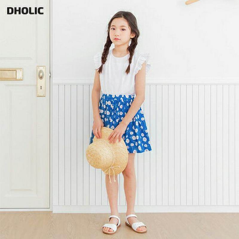 フリルトップ&花柄スカートパンツSET p002492 キッズ 【3~8才】【SET】【韓国 ファッション セットアップ Tシャ