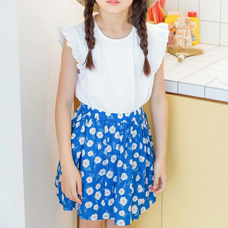 フリルトップ&花柄スカートパンツSET p002492 キッズ 【3~8才】【SET】【韓国 ファッション セットアップ Tシャ