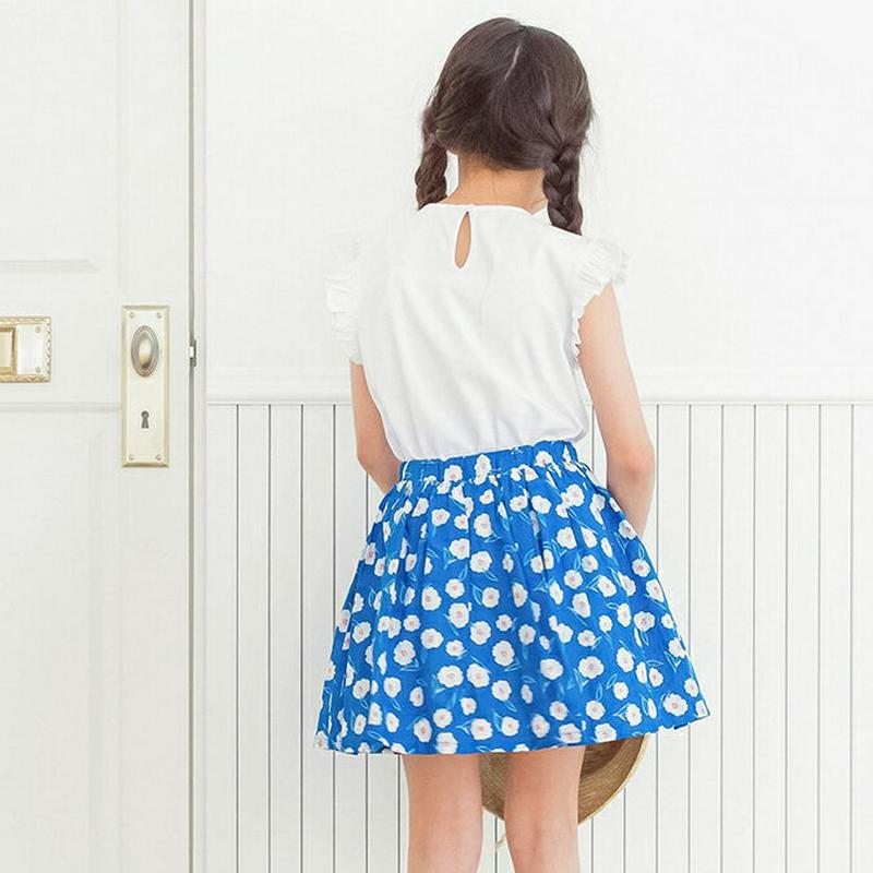 フリルトップ&花柄スカートパンツSET p002492 キッズ 【3~8才】【SET】【韓国 ファッション セットアップ Tシャ
