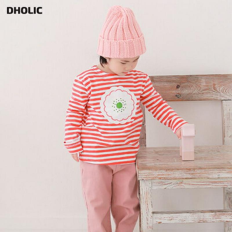 プリントボーダーTシャツ p002588 キッズ 【3~8才】【tops】【韓国 ファッション トップス Tシャツ カットソー 長袖 ラウンドネック ルーズ ゆったり ロゴ プリント ボーダー 男の子 女の子 子供 子供服 小学生 ジュニア 春 秋】【KIDS】