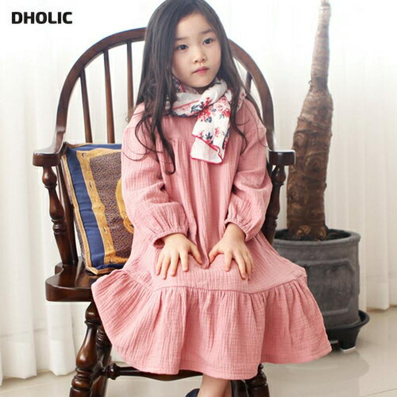 ギャザーロングワンピース p002602 キッズ 【3~8才】【ops】【韓国 ファッション ワンピース ロング マキシ フレア Aライン ラウンドネック 長袖 ゆったり ルーズ 無地 女の子 子供 子供服 小学生 ジュニア 春 秋】【KIDS】