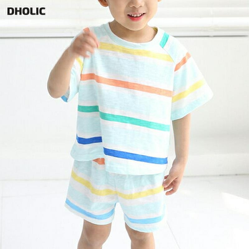 レインボー半袖Tシャツ上下SET p002569 キッズ 【3~8才】【SET】【セットアップ トップス Tシャツ カットソー 半袖 ハーフスリーブ ボーダー パンツ ショート ハーフ 半ズボン コットン100 子供 子供服 小学生 ジュニア 夏】【KIDS】