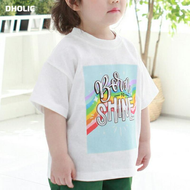 SHINEレインボーTシャツ p002599 キッズ 【3~8才】【tops】【韓国 ファッション トップス Tシャツ カットソー 半袖 ハーフスリーブ ラウンドネック プリント 女の子 男の子 子供 子供服 小学生 ジュニア 夏】【KIDS】