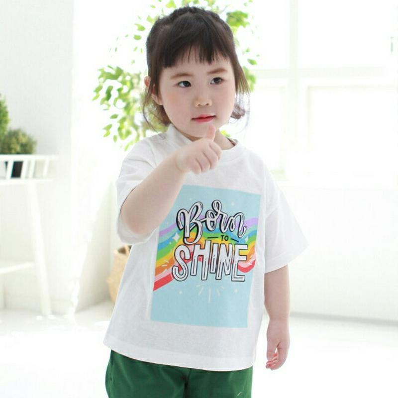 SHINEレインボーTシャツ p002599 キッズ 【3~8才】【tops】【韓国 ファッション トップス Tシャツ カットソー 半袖 ハーフスリーブ ラウンドネック プリント 女の子 男の子 子供 子供服 小学生 ジュニア 夏】【KIDS】