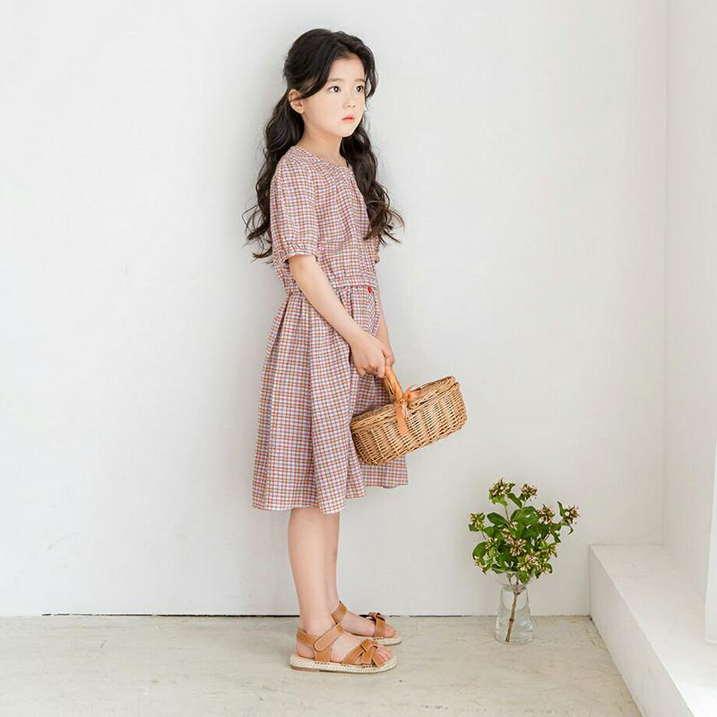 チェック柄クロップドトップ&スカートSET p002491 キッズ 【3~8才】【SET】【韓国 ファッション セットアップ ブ
