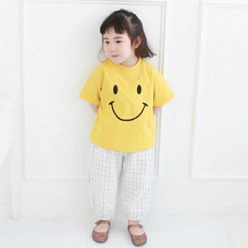 スマイル半袖Tシャツ p002603 キッズ 【3~8才】【tops】【韓国 ファッション トップス Tシャツ カットソー 半袖 ハーフスリーブ ラウンドネック ルーズ ゆったり ロゴ プリント 子供 子供服 小学生 ジュニア 夏】【KIDS】