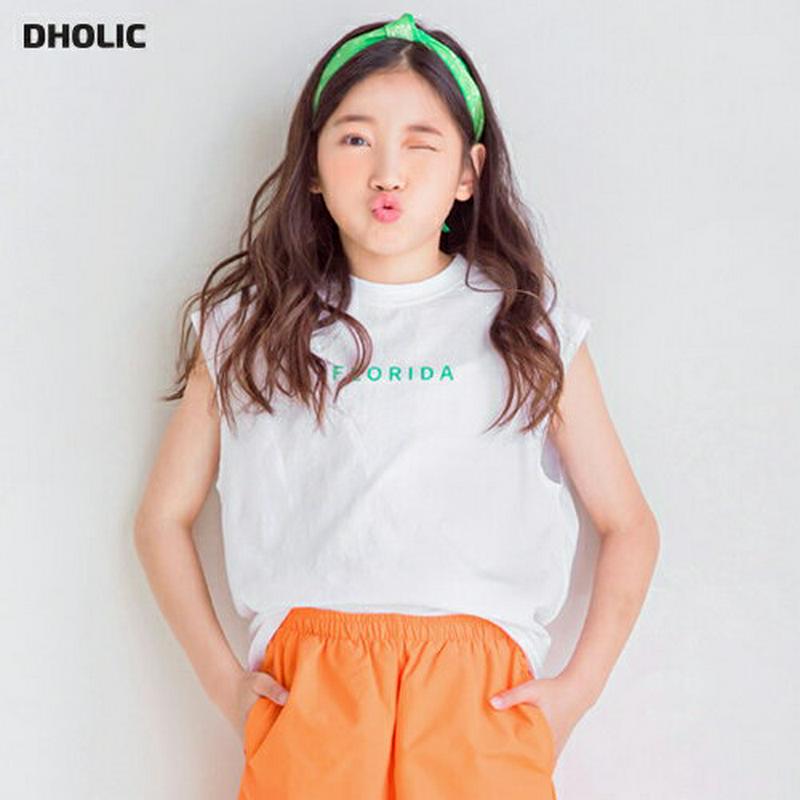 配色レタリングスリーブレス p002438 キッズ 【3~8才】【tops】【韓国 ファッション トップス Tシャツ カットソー
