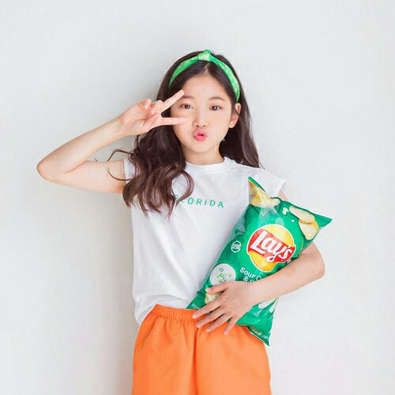配色レタリングスリーブレス p002438 キッズ 【3~8才】【tops】【韓国 ファッション トップス Tシャツ カットソー