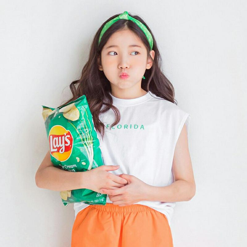 配色レタリングスリーブレス p002438 キッズ 【3~8才】【tops】【韓国 ファッション トップス Tシャツ カットソー