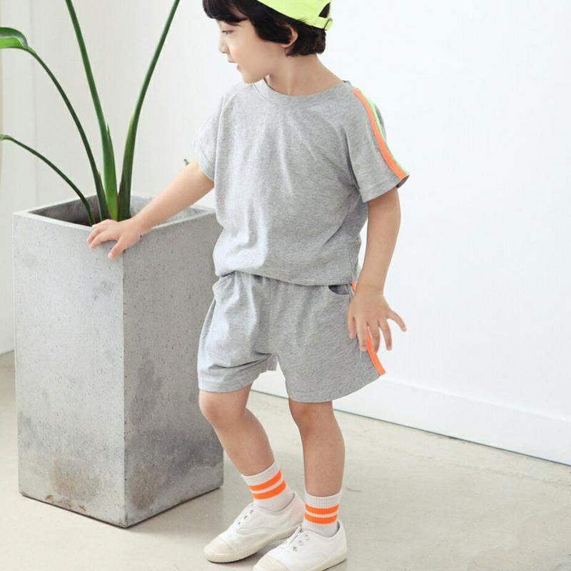 ダブルカラーライン上下SET・p002420 キッズ【0~2才】【set】【セットアップ setup セット トップス Tシャツ 半袖 ハーフパンツ ズボン ラフ カジュアル 女の子 男の子 春 夏 子供 こども 子供服 こども服】【KIDS】
