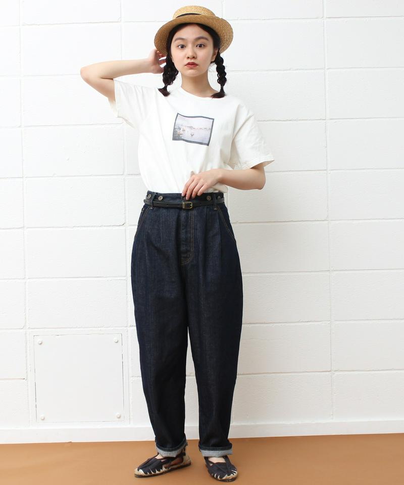 〇mat デニムタック テーパードパンツ（mat quotidien）