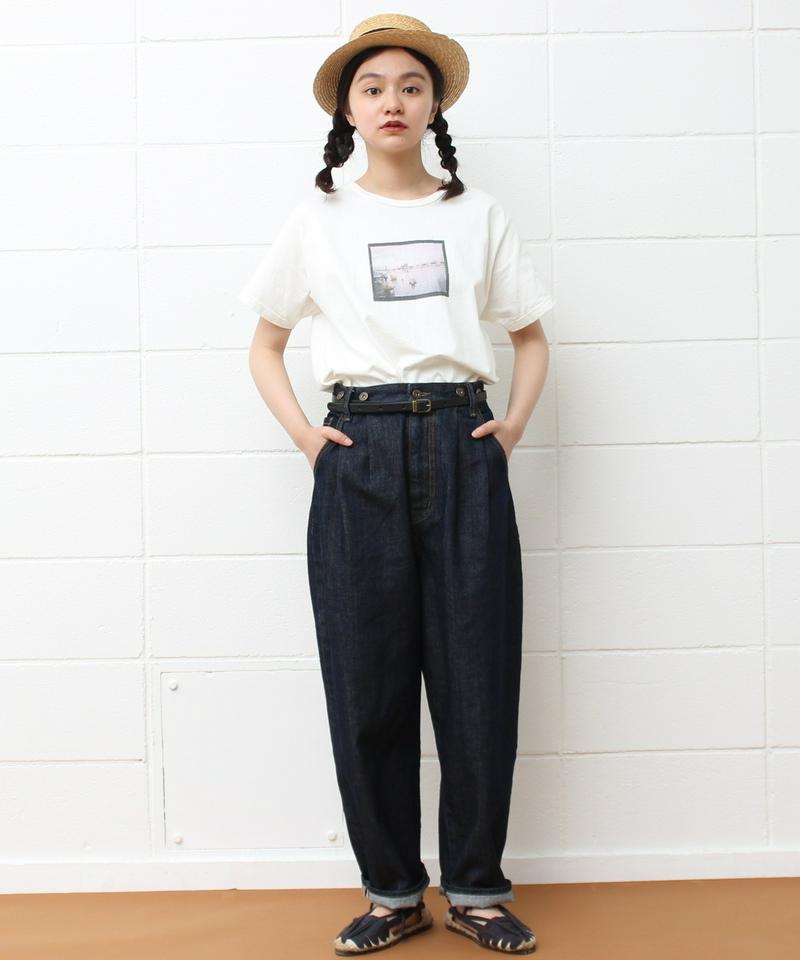 〇mat デニムタック テーパードパンツ（mat quotidien）