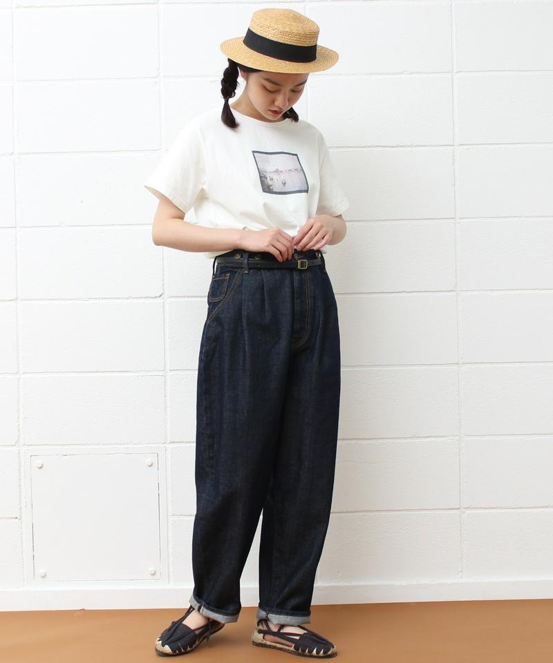 〇mat デニムタック テーパードパンツ（mat quotidien）