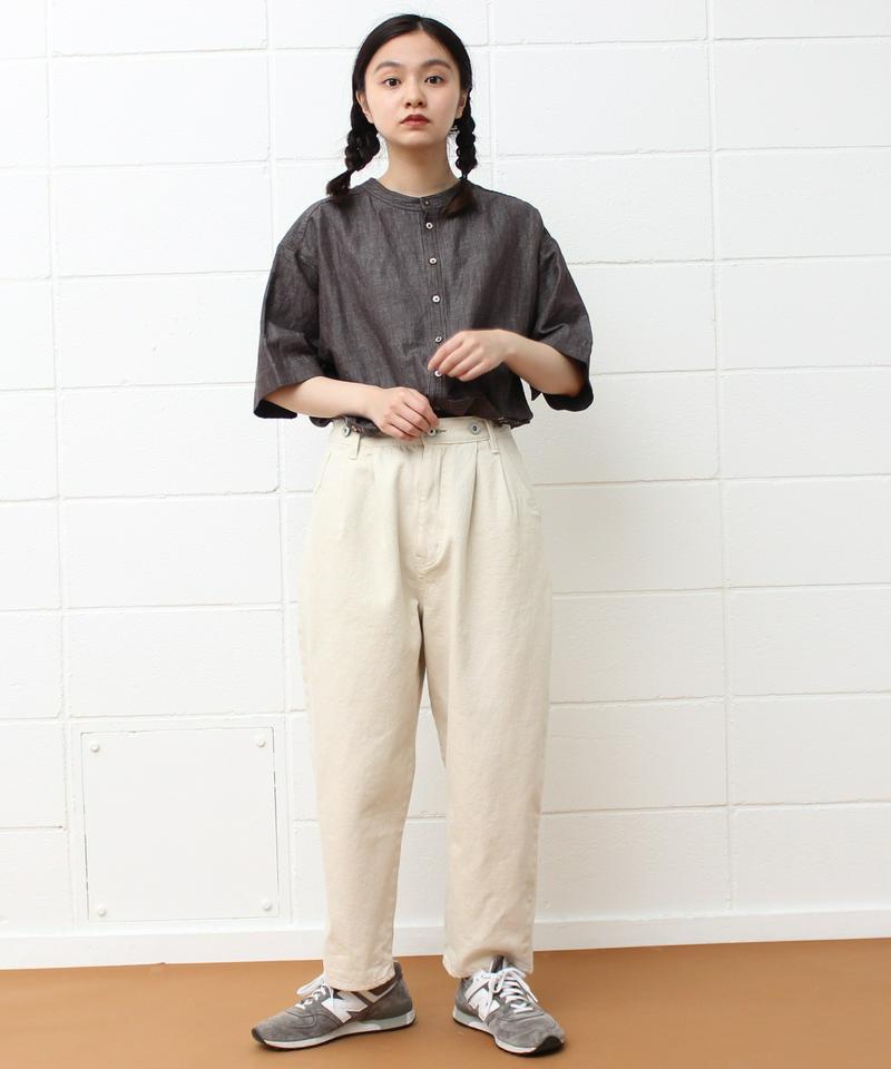 〇mat デニムタック テーパードパンツ（mat quotidien）
