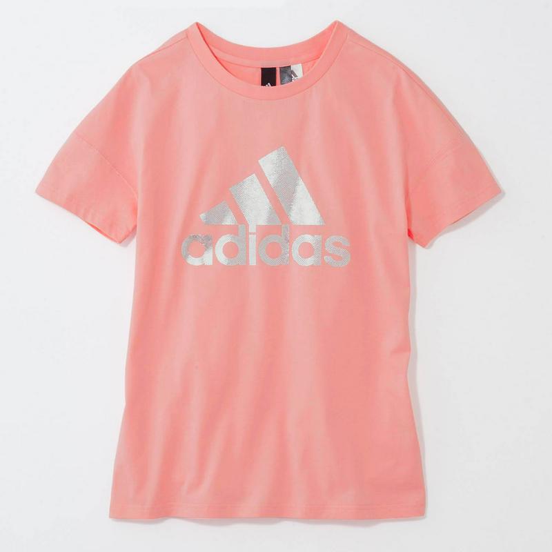 シャイニーロゴでこなれ見せ◎綿１００％ホイルＴシャツ（アディダス/adidas）