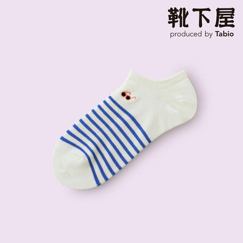 【全品送料無料～6/26 09:59迄】【あす楽】【公式 Mighty Soxer】めがね刺繍ボーダースニーカー用ソックス / 靴下屋 靴下 タビオ マイティソクサー くつ下 レディース 日本製