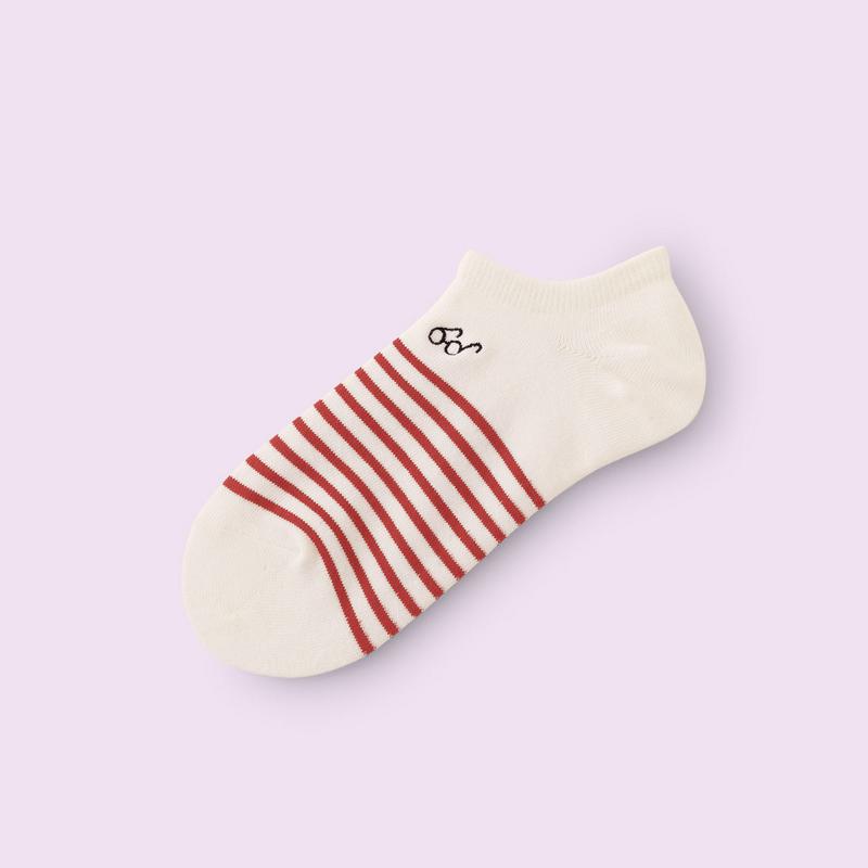 【全品送料無料～6/26 09:59迄】【あす楽】【公式 Mighty Soxer】めがね刺繍ボーダースニーカー用ソックス / 靴下屋 靴下 タビオ マイティソクサー くつ下 レディース 日本製