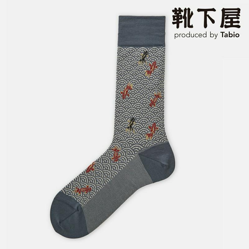 【あす楽】【Tabio MEN】 メンズ 金魚柄 レギュラー丈 / 靴下屋 靴下 タビオ くつ下 クルー メンズ 日本製