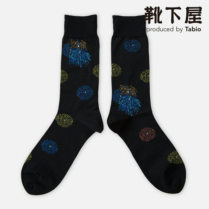 【あす楽】【Tabio MEN】 メンズ 花火柄 レギュラー丈 / 靴下屋 靴下 タビオ くつ下 クルー メンズ 日本製