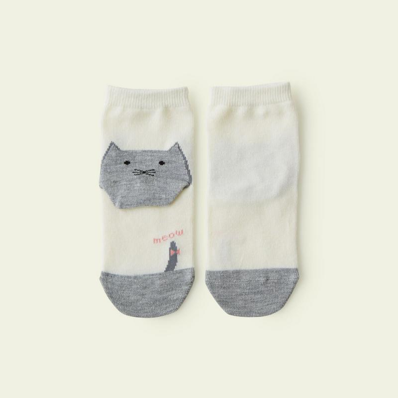 【全品送料無料～6/26 09:59迄】【あす楽】【公式 Mighty Soxer】キッズ かかとねこソックス 13.0～15.0cm / 靴下屋 靴下 タビオ マイティソクサー くつ下 クルー キッズ 白 日本製