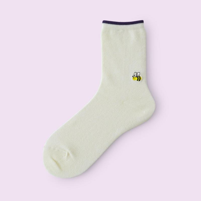 【あす楽】【Mighty Soxer】トップ切替刺繍ソックス / 靴下屋 靴下 タビオ マイティソクサー くつ下 クルー レディース 日本製