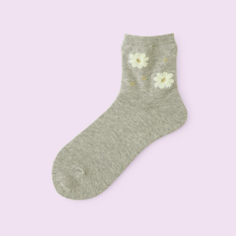 【全品送料無料★〜6/11 23:59迄】【クーポンで3足1,100円】【Mighty Soxer】 もふもふ花ショートソックス / 靴下屋 3pairs 靴下 タビオ マイティソクサー くつ下 ショート レディース 日本製