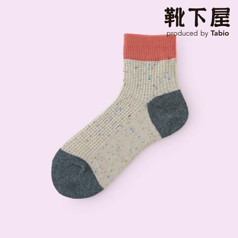 【クーポンで3足1,100円】【Mighty Soxer】 ネップ三面切り替えショートソックス / 靴下屋 3pairs 靴下 タビオ マイティソクサー くつ下 ショート レディース 日本製