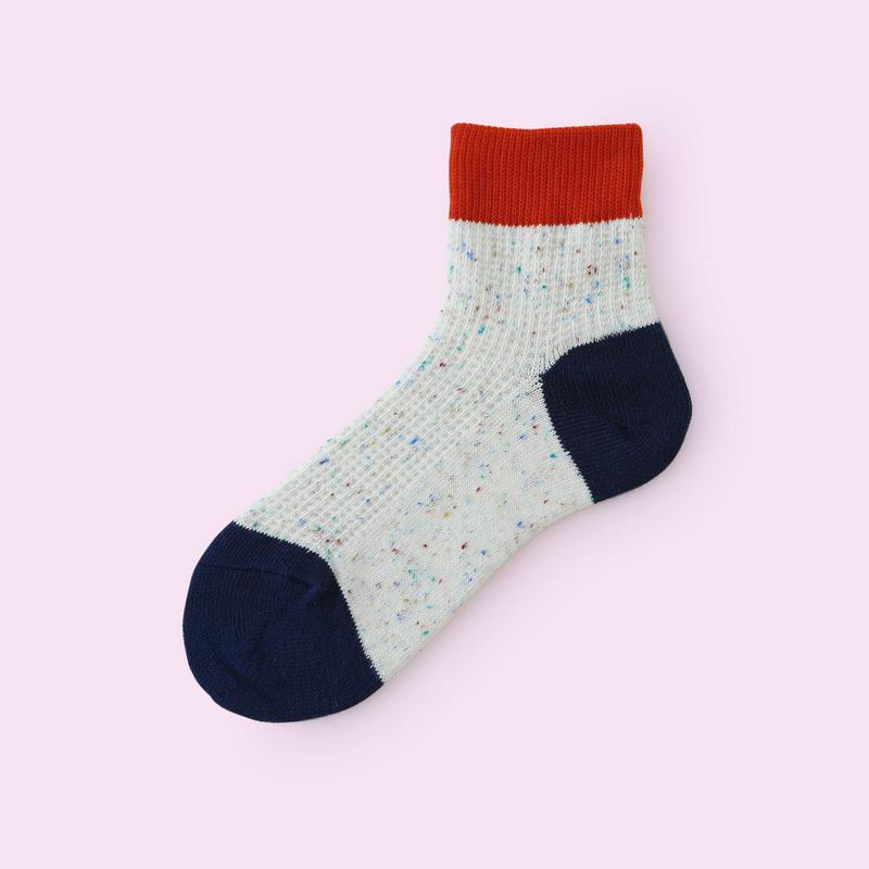 【クーポンで3足1,100円】【Mighty Soxer】 ネップ三面切り替えショートソックス / 靴下屋 3pairs 靴下 タビオ マイティソクサー くつ下 ショート レディース 日本製
