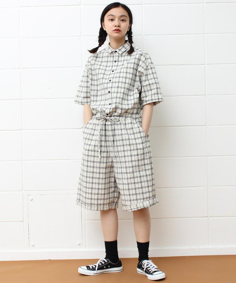 〇mat チェック 半袖オールインワン（mat quotidien）
