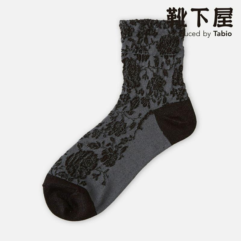 【全品送料無料★〜7/11 23:59迄】【あす楽】30%OFF【Tabio】 ローズ柄ショートソックス / 靴下屋 靴下 タビオ くつ下 ショート レディース 日本製 2206sl