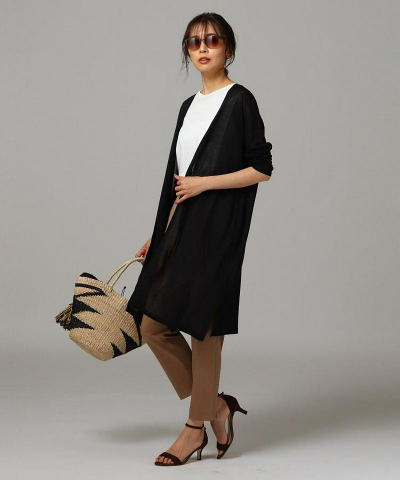 【洗える】シアーロングカーディガン