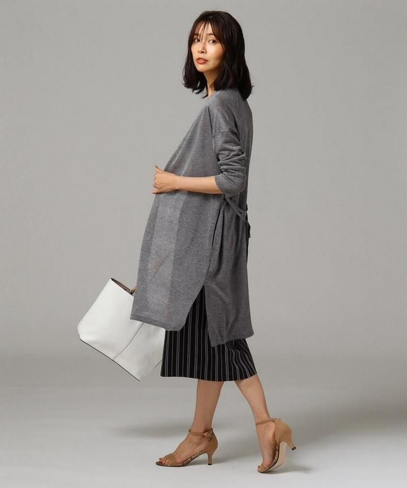 【洗える】シアーロングカーディガン