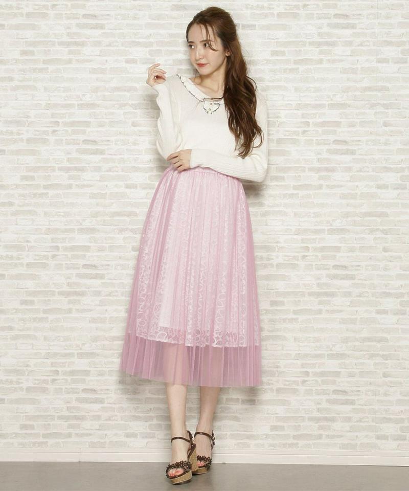 チュールプリーツレーススカート