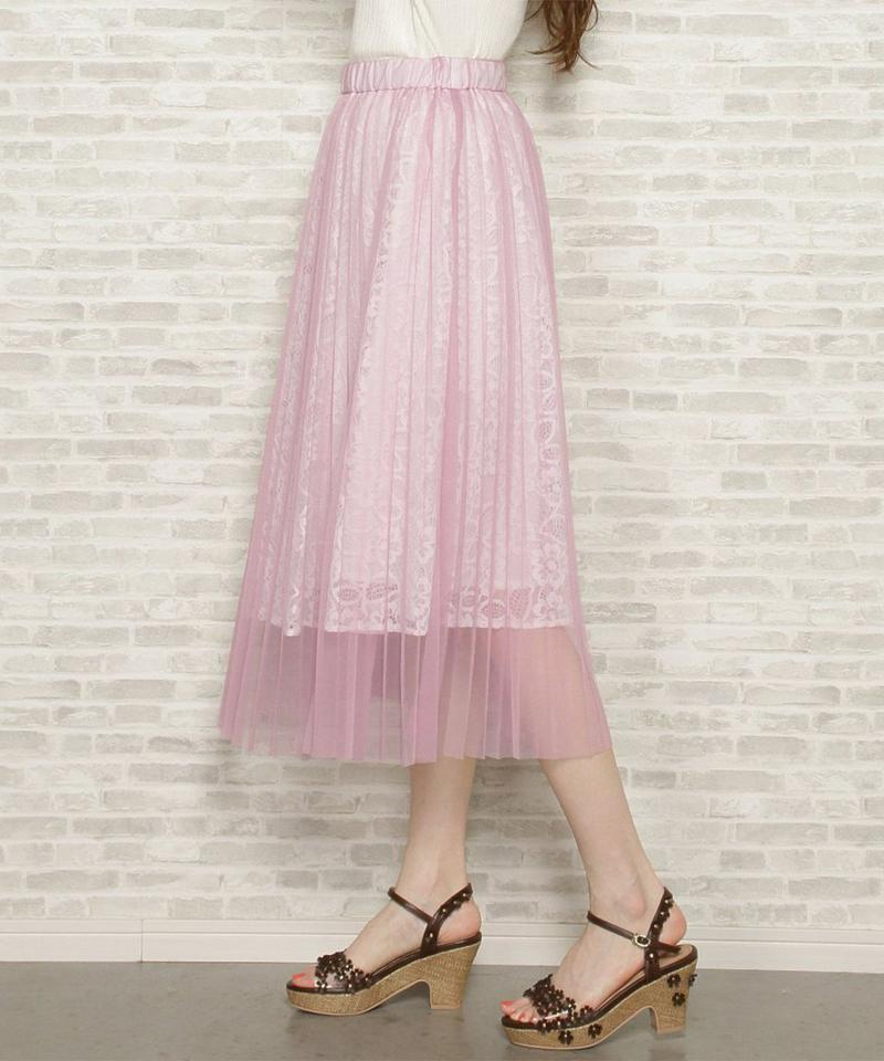 チュールプリーツレーススカート