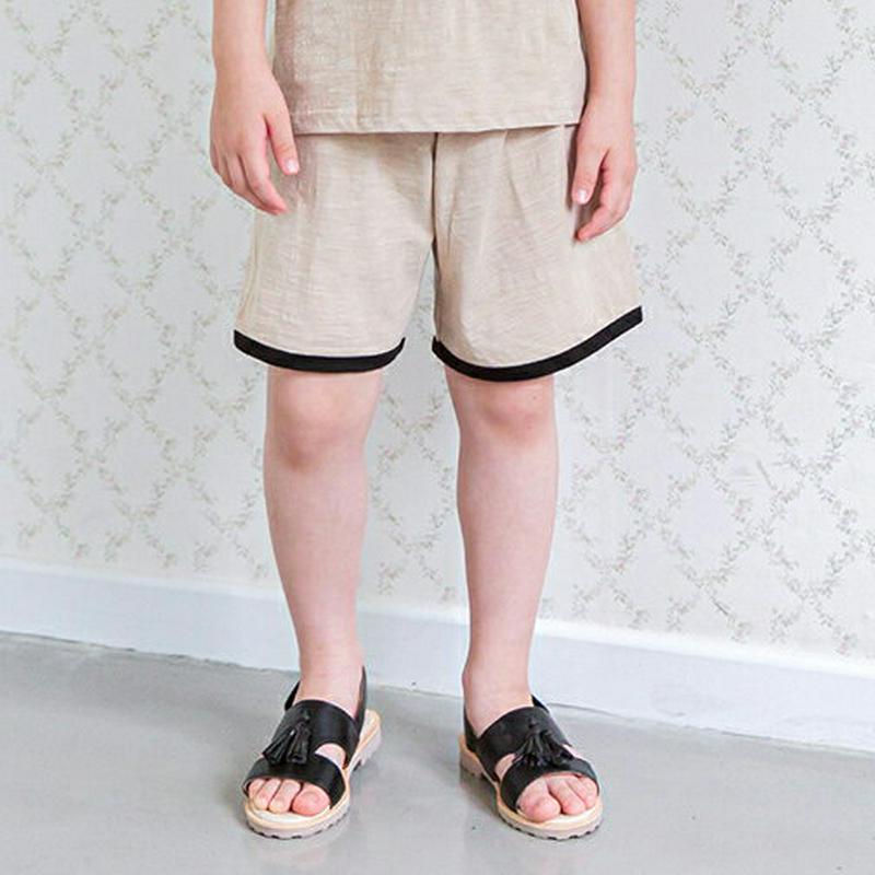配色ラインショートパンツ・p003082 キッズ【3~8才】【pt】【ショートパンツ 短パン パンツ ズボン ボトムス 配色 シンプル カジュアル 女の子 男の子 春 夏 韓国 韓国子供服 子供 こども 子供服 こども服】【KIDS】