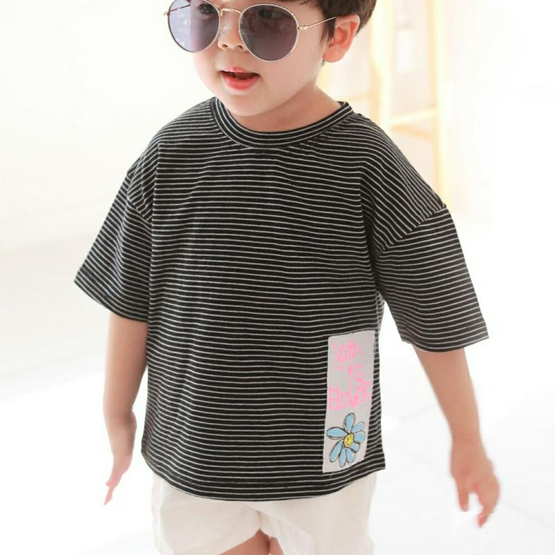 【新作10%OFF】フラワーパッチボーダーTシャツ・u03016 キッズ【3~8才】【tops】【トップス Tシャツ 半袖 ハー