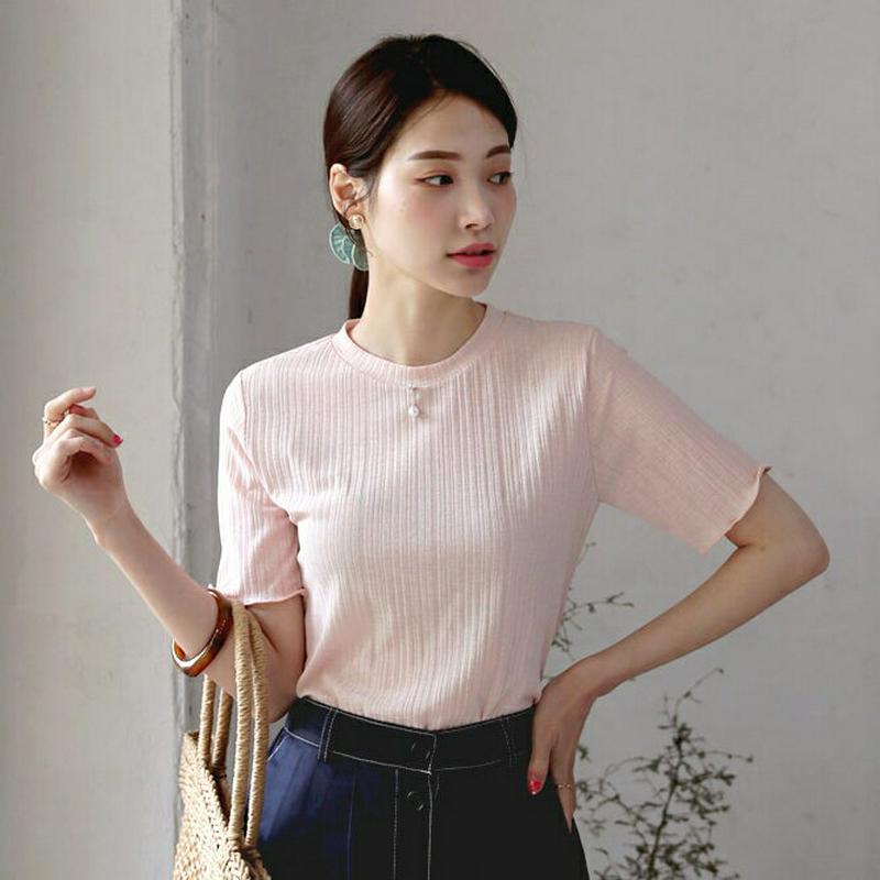 【新作10%OFF】パールキュービックピン付Tシャツ・全3色・t62610 レディース【tops】【トップス Tシャツ 半袖 ハ