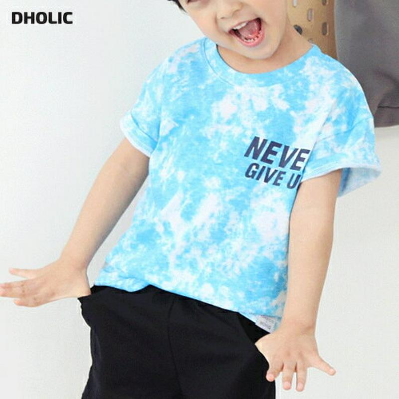 タイダイレタリングTシャツ・p003253 キッズ【3~8才】【tops】【トップス Tシャツ 半袖 ハーフスリーブ ロゴ ロゴT バックロゴ レタリング タイダイ カジュアル ラフ 女の子 男の子 春 夏 韓国 韓国子供服 子供 こども 子供服 こども服】【KIDS】