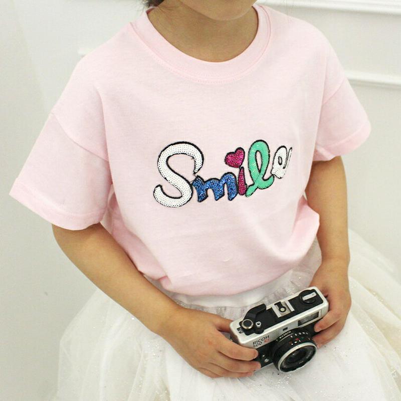 【新作10%OFF】スパンコールレタリングTシャツ・p003242 キッズ【3~8才】【tops】【トップス Tシャツ 半袖 ハ