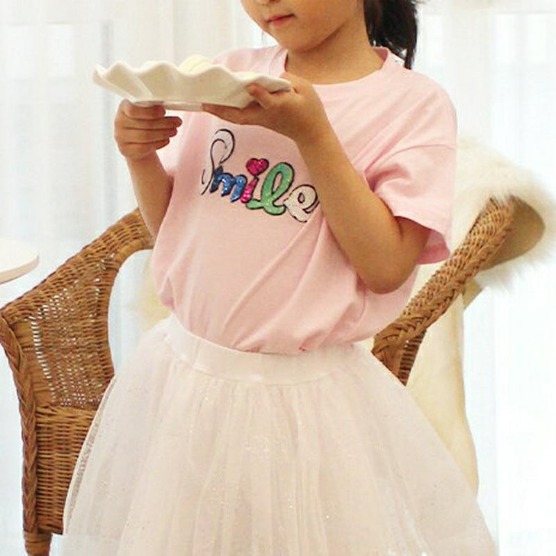 【新作10%OFF】スパンコールレタリングTシャツ・p003242 キッズ【3~8才】【tops】【トップス Tシャツ 半袖 ハ
