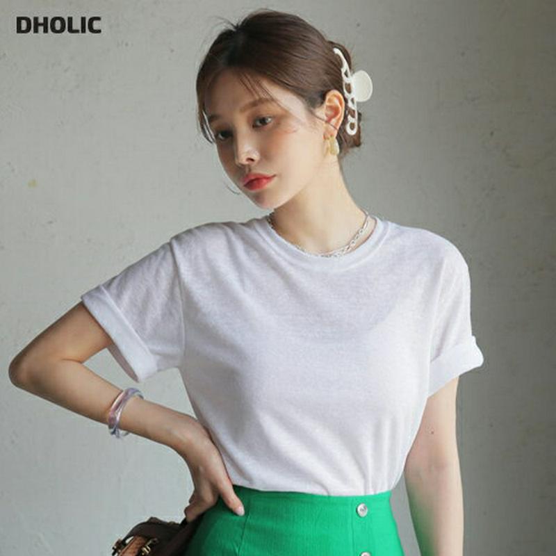 【新作10%OFF】リネンブレンドTシャツ・全7色・62608 レディース【tops】【トップス Tシャツ 無地 無地T 単色 