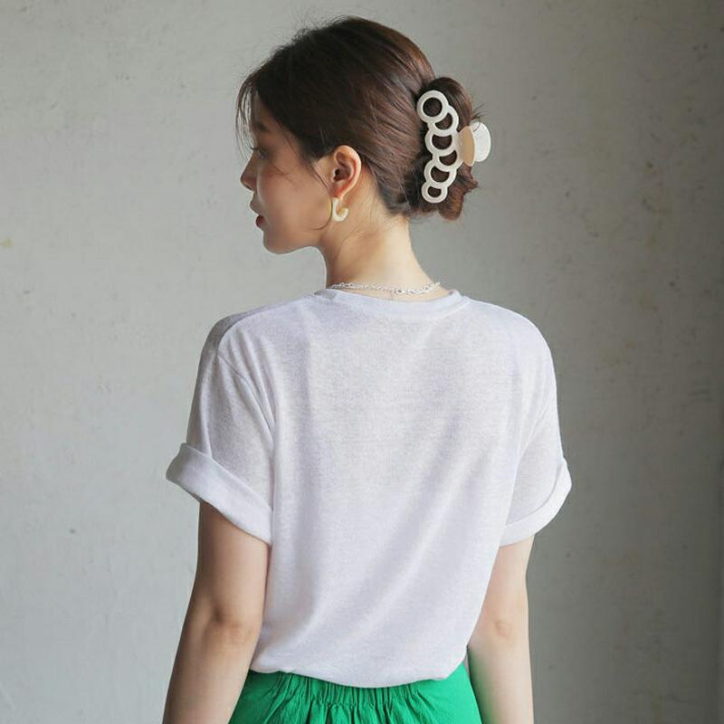 【新作10%OFF】リネンブレンドTシャツ・全7色・62608 レディース【tops】【トップス Tシャツ 無地 無地T 単色 