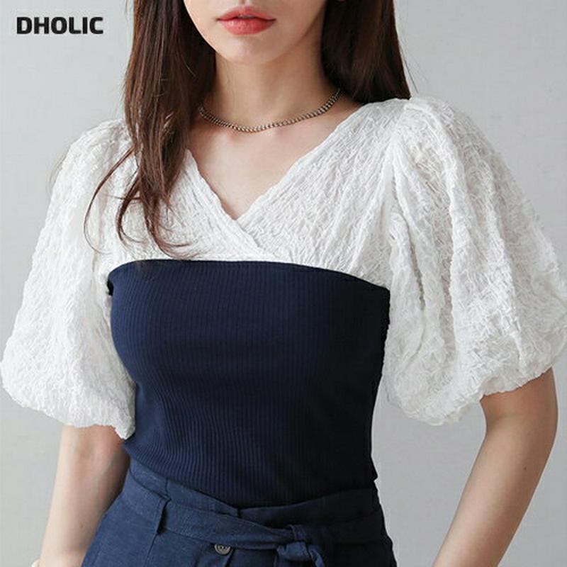 【新作10%OFF】リンクルコントラストニット・全4色・62617 レディース【tops】【トップス ニット ニットトップス 半