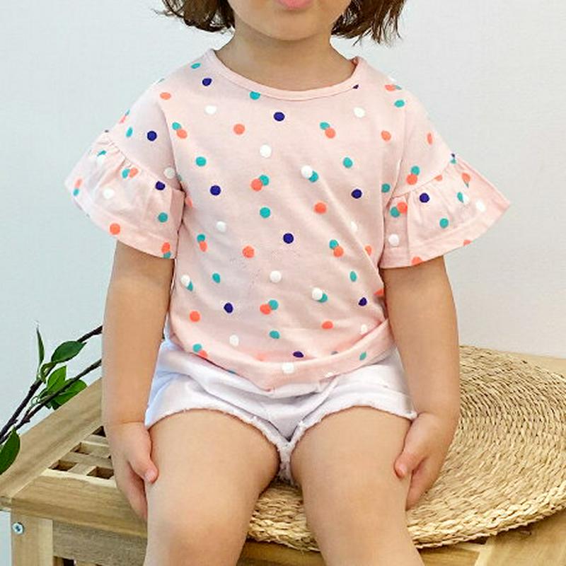 【新作10%OFF】2TYPEパターンフリル半袖Tシャツ・p003247 キッズ【3~8才】【tops】【トップス Tシャツ 半
