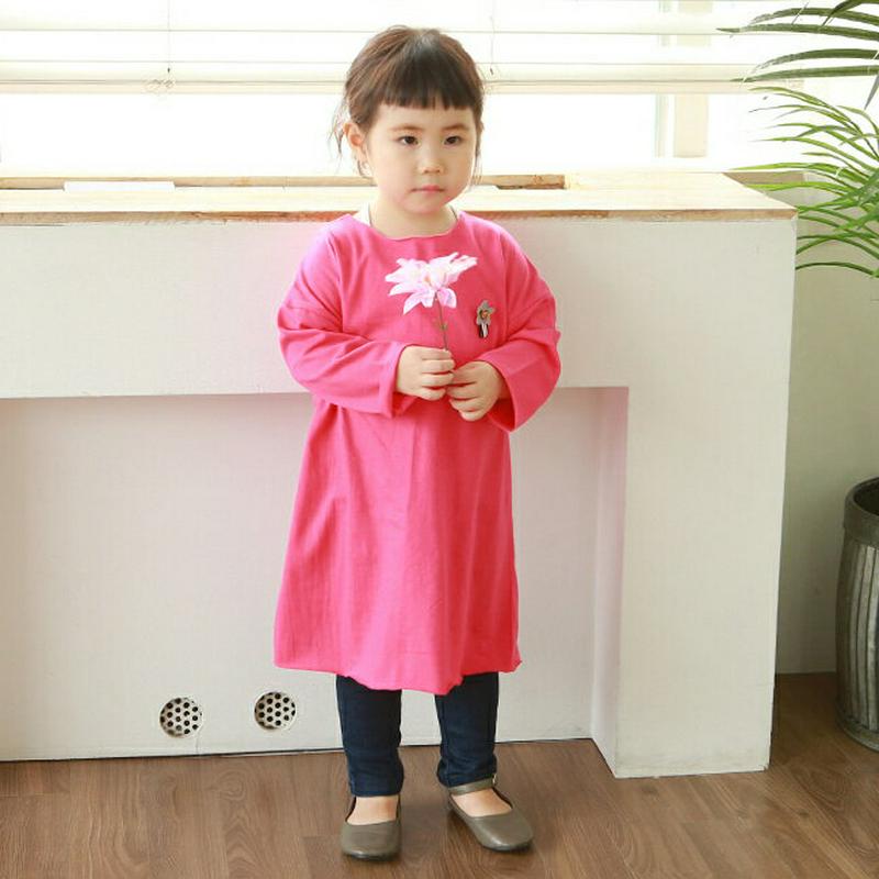 ベアーポイントワンピース・p002685 キッズ【3~8才】【ops】【ワンピース ミディ丈 ミディワンピース 長袖 ベアー クマ くま シンプル カジュアル 女の子 春 秋 韓国 韓国子供服 子供 こども 子供服 こども服】【KIDS】