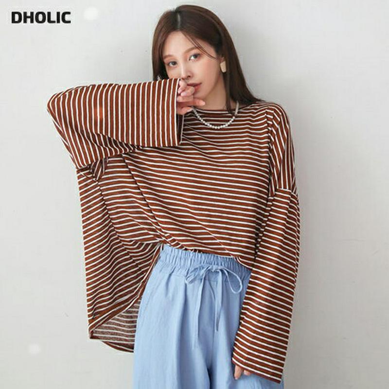 【新作10%OFF】ボーダールーズTシャツ・全3色・t62611 レディース【tops】【トップス Tシャツ 長袖 ボーダー 柄