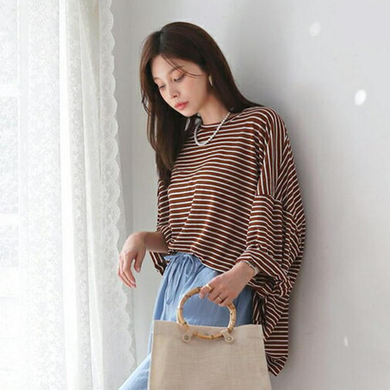 【新作10%OFF】ボーダールーズTシャツ・全3色・t62611 レディース【tops】【トップス Tシャツ 長袖 ボーダー 柄